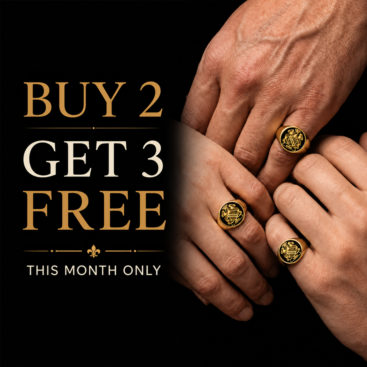 Buy 2 Get 3 Free — Custom family crest signet rings