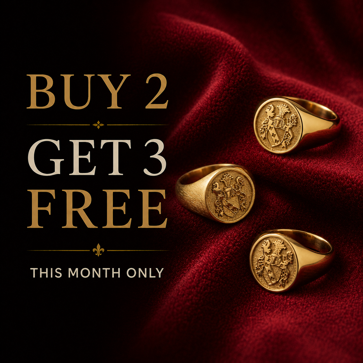 Custom family crest signet ring